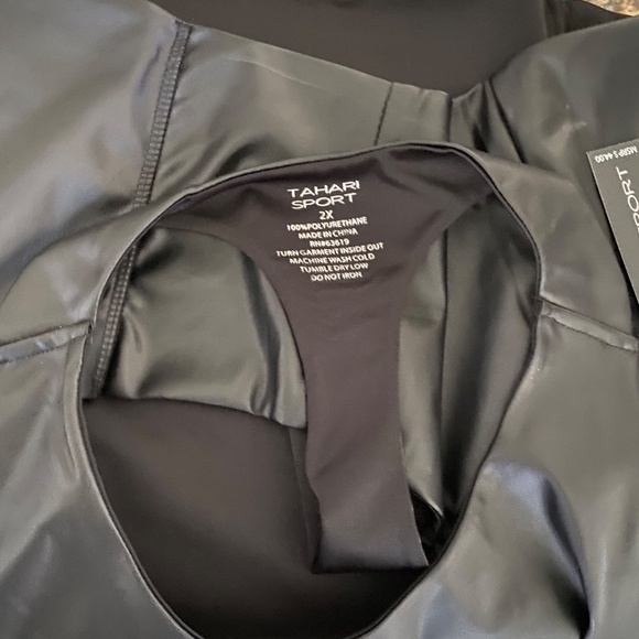 Tahari Sport Women's Active Faux Leather Racerback Cropped Tank - Picture 4 of 7